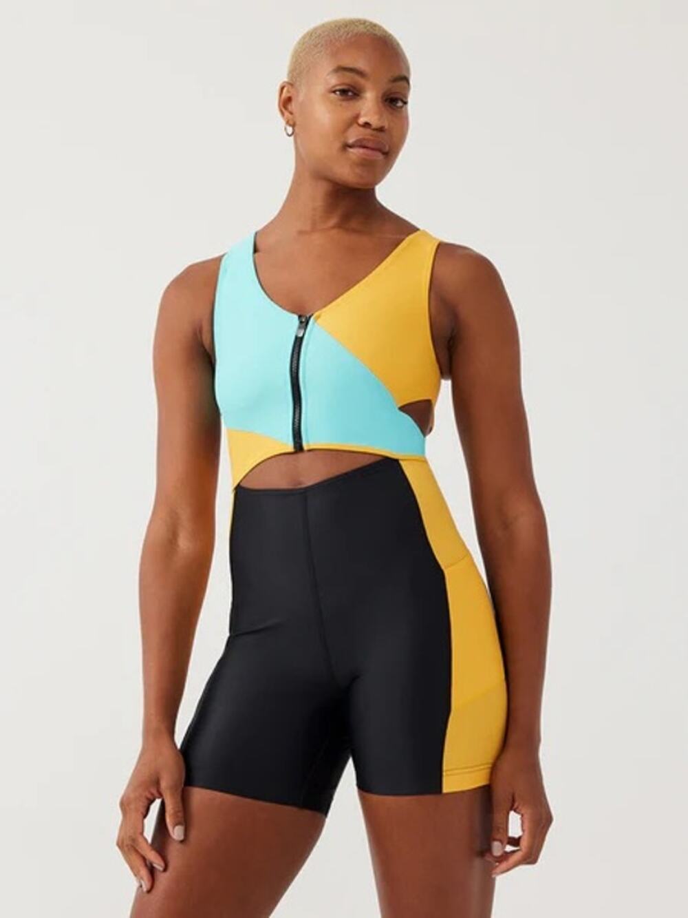NWT Outdoor Voices Splashknit Bodysuit Multicolor Colorblocked Cut Out Size XS